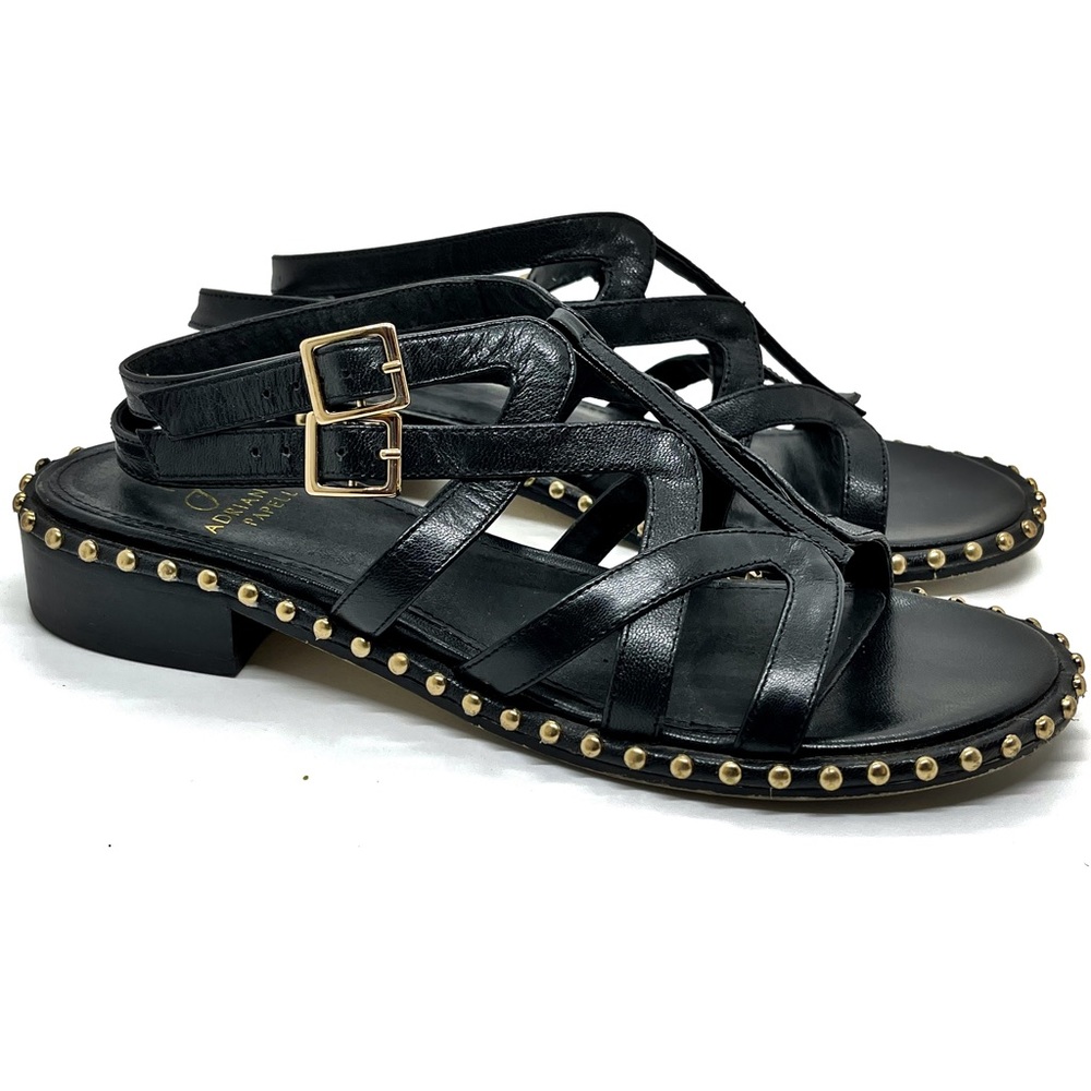 𝘈𝘋𝘙𝘐𝘈𝘕𝘕𝘈 𝘗𝘈𝘗𝘌𝘓𝘓 Black Strappy Leather Gladiator Sandals